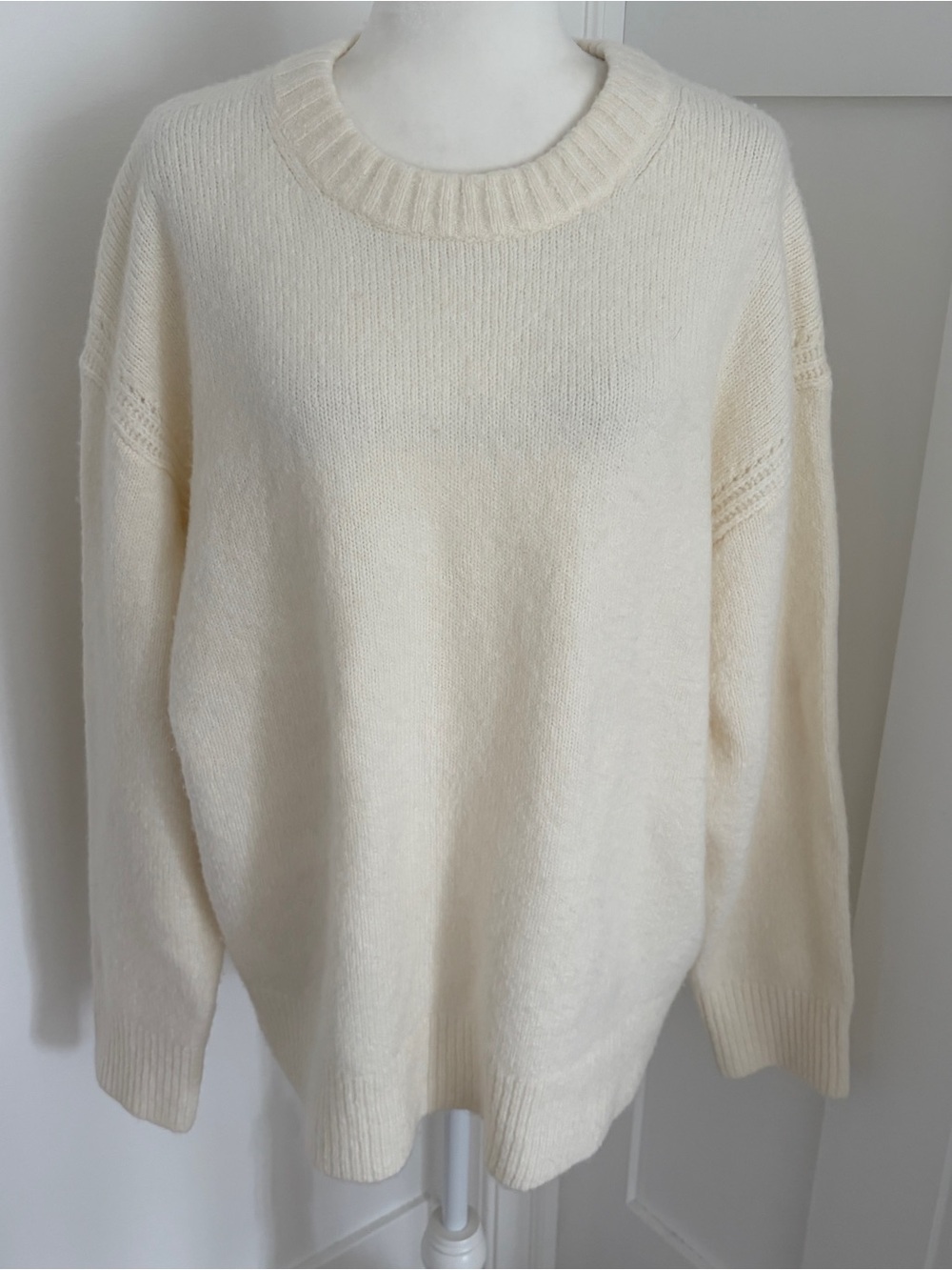 J.Crew Women’s Wool Alpaca Blend Oversized Crewneck Sweater Ivory Size M*V0